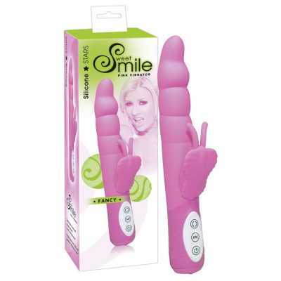 VIBRATORE CON ROTAZIONE E STIMOLAZIONE \"FANCY\" ROSA